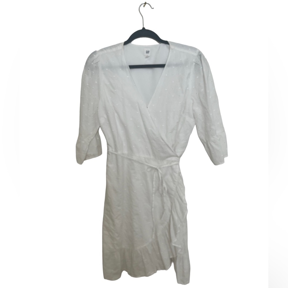 Gap white eyelet wrap dress L